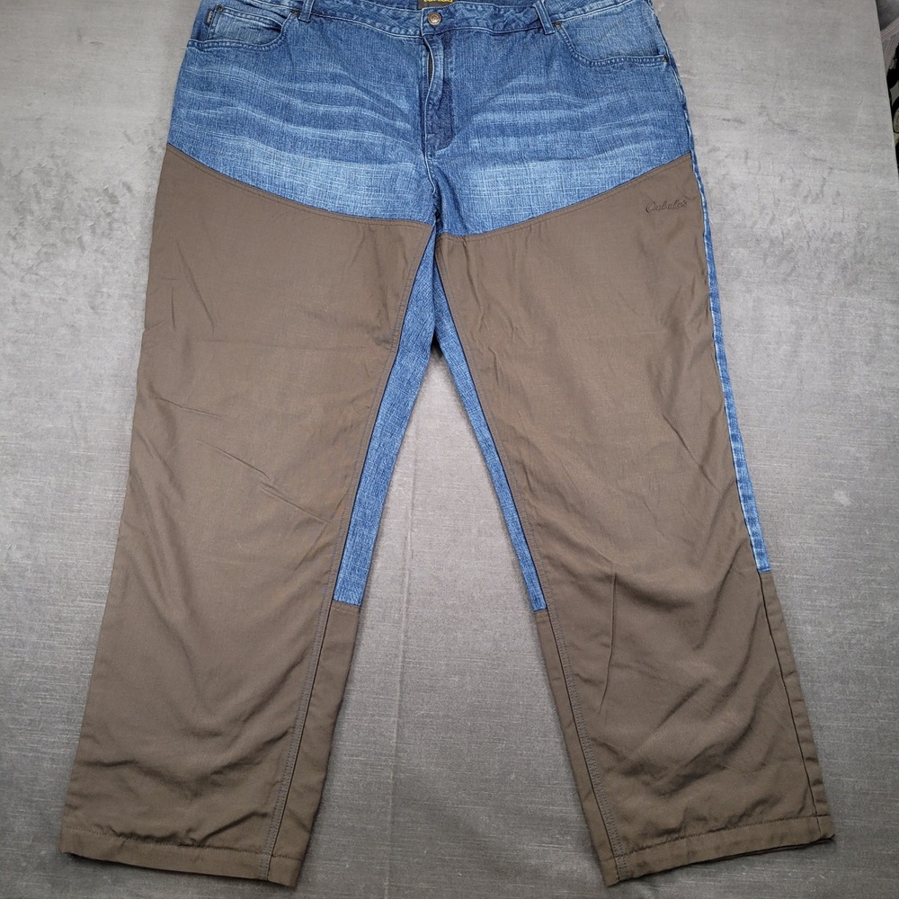 Cabelas Brush Jeans Mens‎  Pants Jeans Brown Blue Denim Outdoors Size 48x33